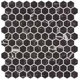 ONIX Hex Nero Marquina Matte Glasmosaik