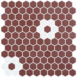 ONIX Hex Stoneglass Russet & White Matte Glasmosaik