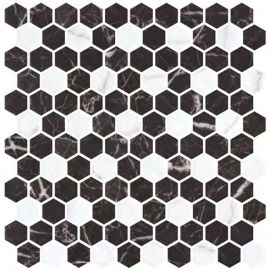 ONIX Hex Nero Marquina Matte & Hex Venato White Matte Glasmosaik