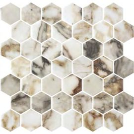 ONIX Hex XL Arabescato Gold Matte Glasmosaik